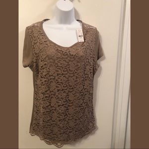 Lovely NY&C Taupe Lace Top
